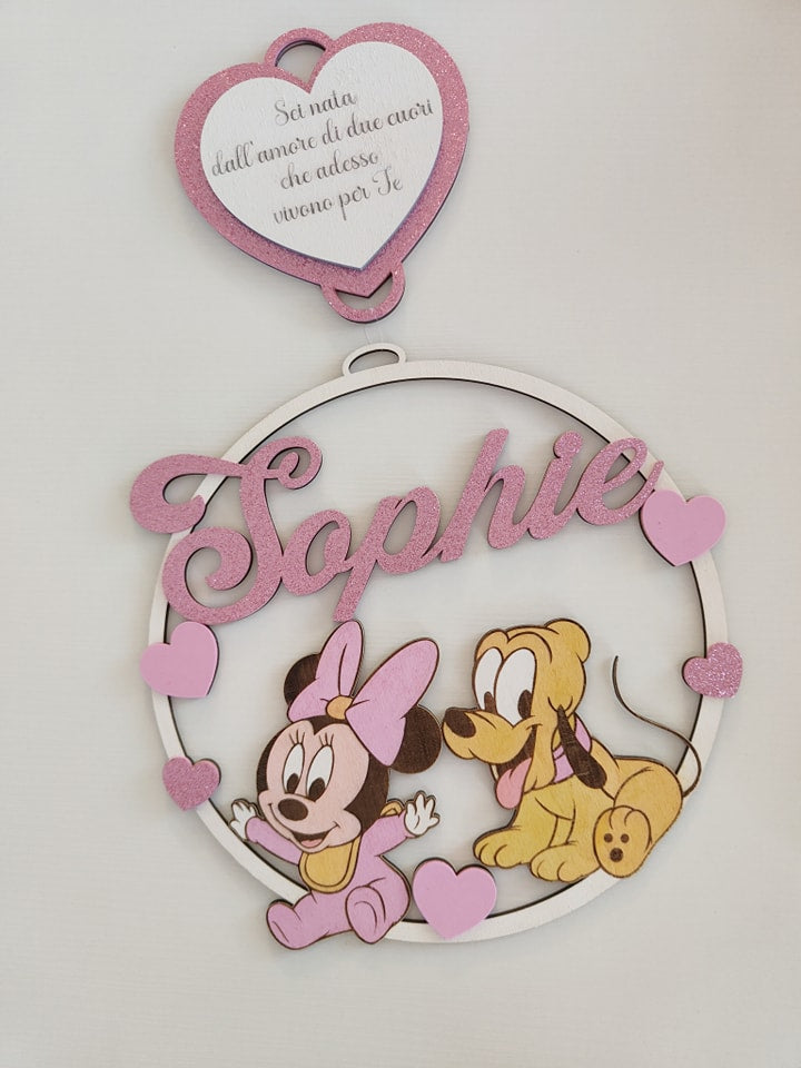Fiocco nascita Baby Minnie & Pluto - Best Moment Decor