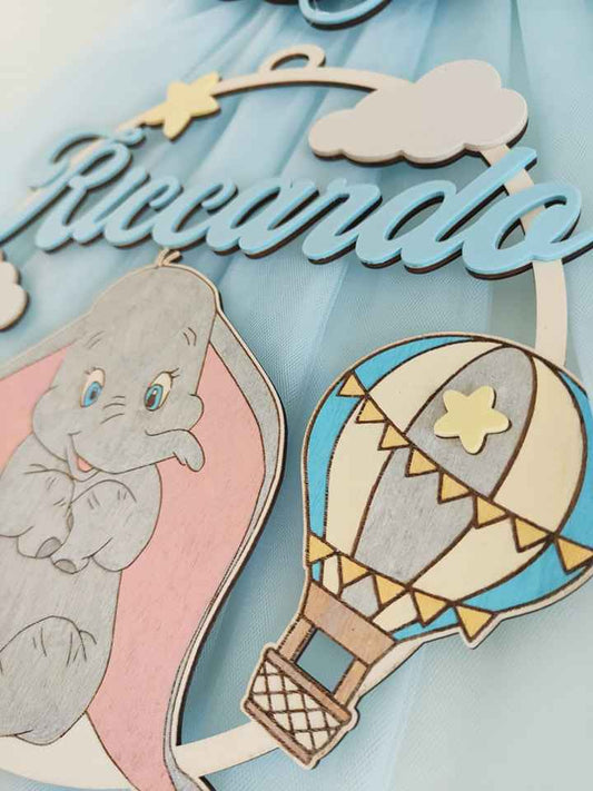 Fiocco nascita elefantino mongolfiera