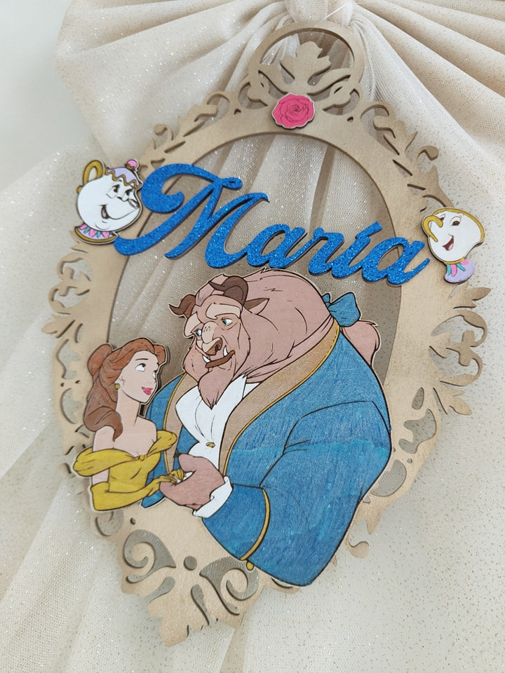 Fiocco nascita bella e la bestia - Best Moment Decor