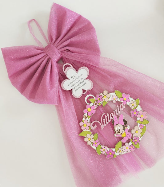 Fiocco nascita baby minnie fiori - Best Moment Decor