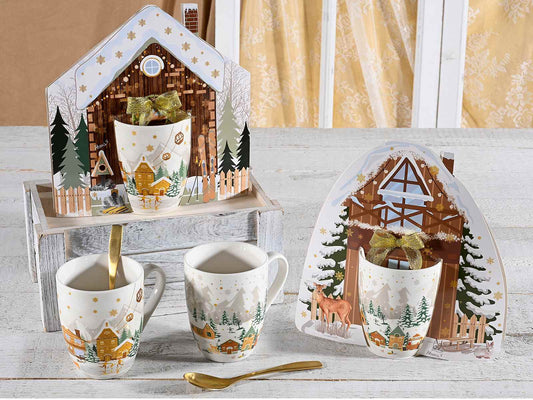 Tazza con scatola regalo Villaggio di Natale