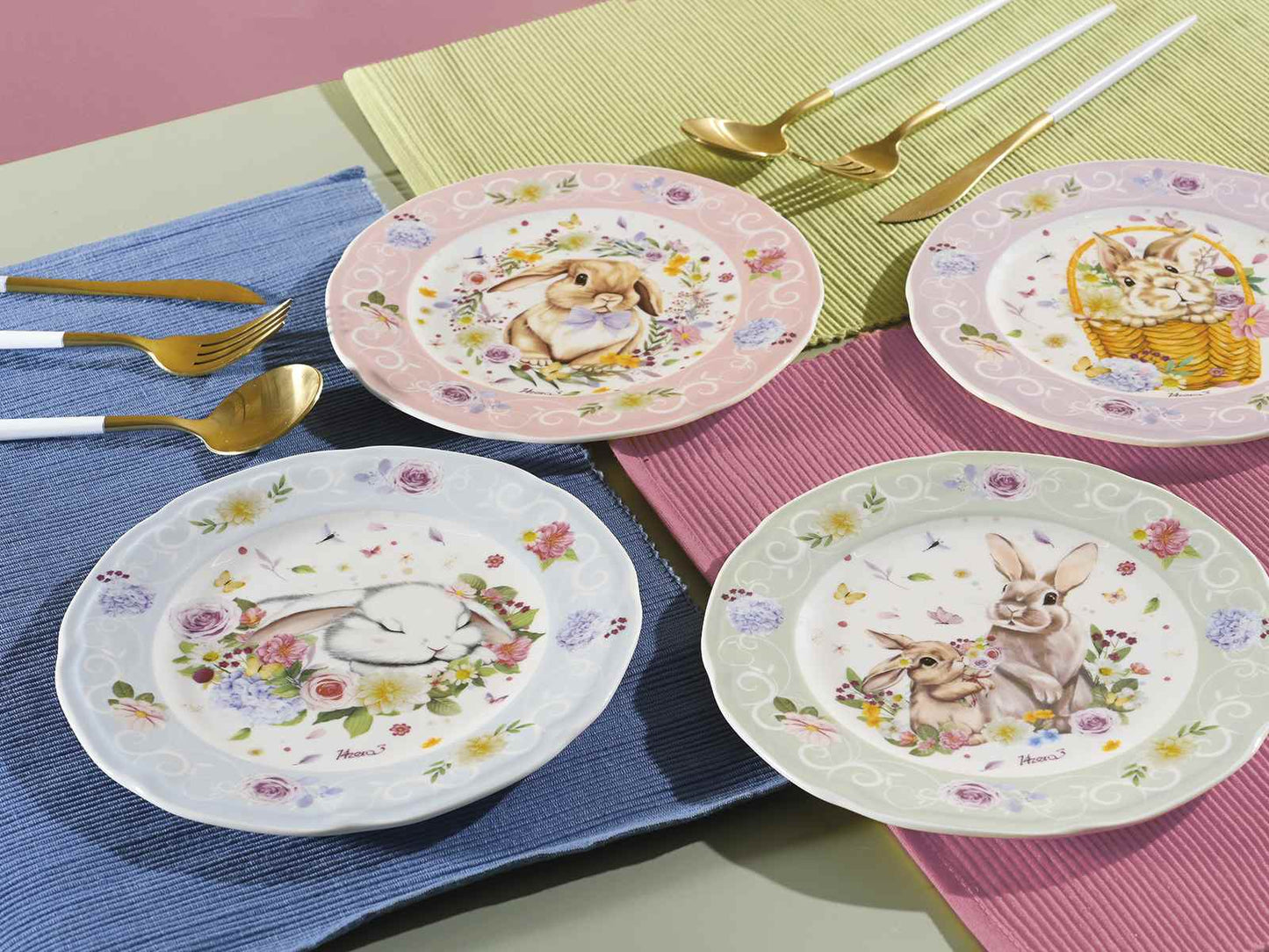 Piatto coniglietto fiori