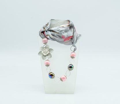 Foulard gioiello grigio e rosa