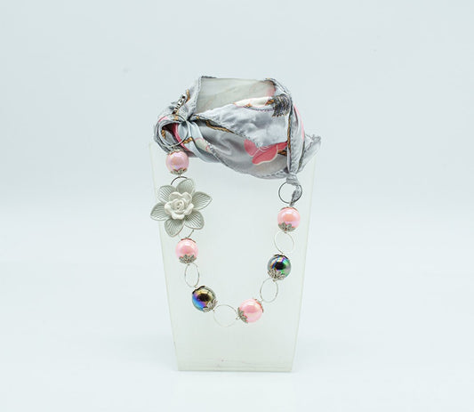 Foulard gioiello grigio e rosa