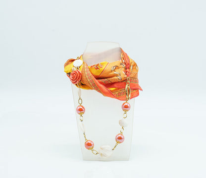 Foulard gioiello arancio floreale