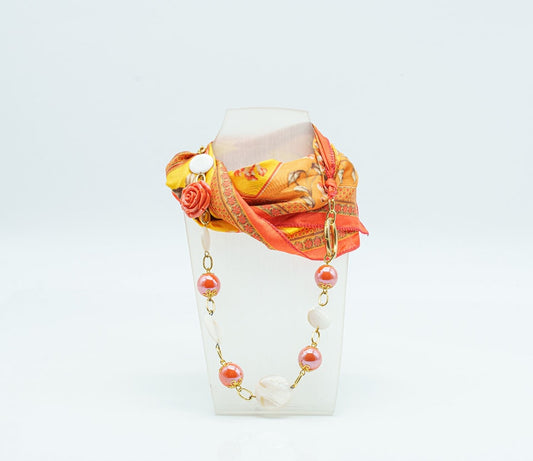 Foulard gioiello arancio floreale