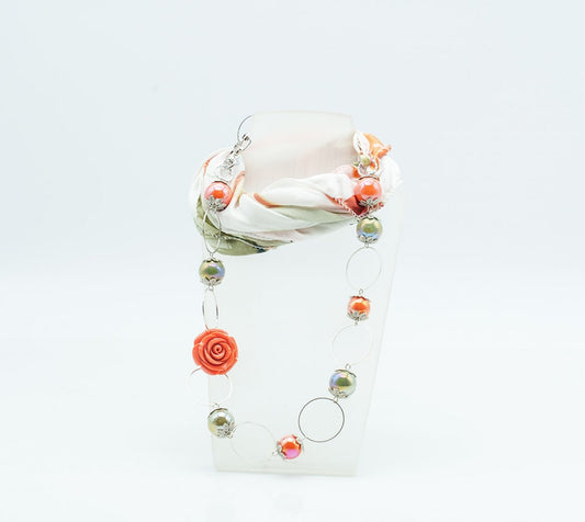Foulard gioiello verde e arancio
