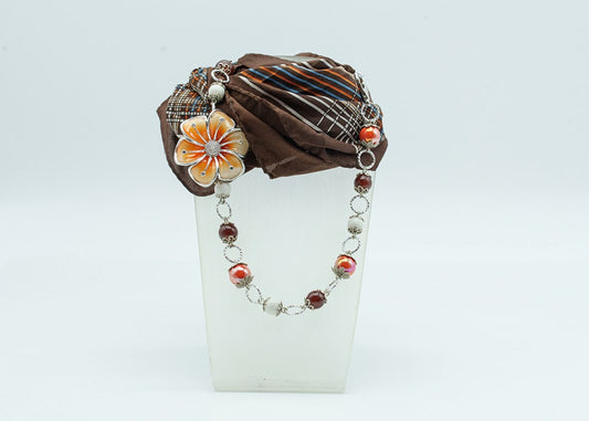 Foulard gioiello maxi marrone e arancio
