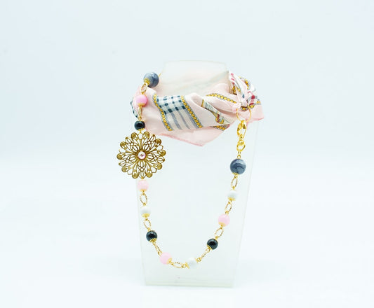 Foulard gioiello rosa e oro
