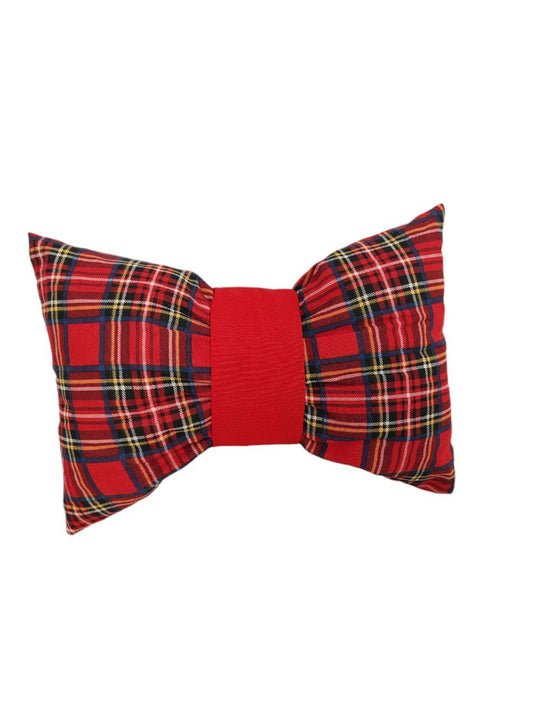 Cuscino fiocco tartan motivo blu