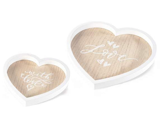 Vassoio love bianco in legno
