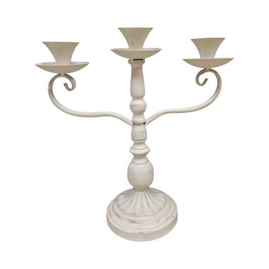 Candelabro tre fuochi metallo bianco