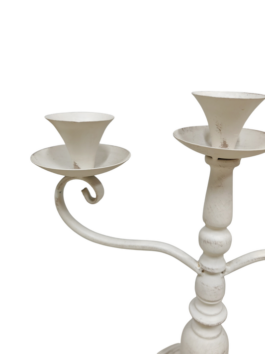 Candelabro tre fuochi metallo bianco