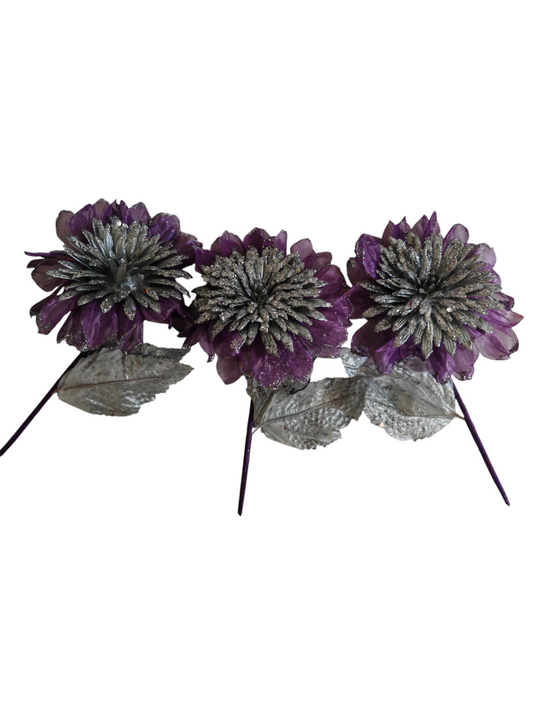 Fiore lilla e argento set 6 pezzi