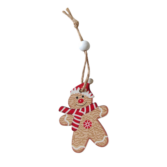 Addobbo albero pan di zenzero in legno set 6 pezzi