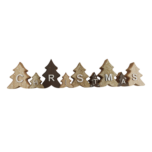 Scritta Christmas legno e oro