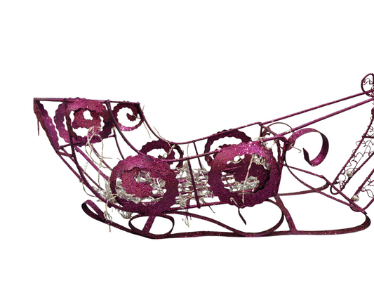 Slitta con renna viola glitter in metallo