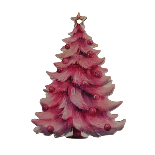 Addobbo albero in legno set 4 pezzi