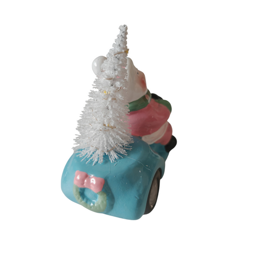 Decorazione d'appoggio pupazzo di neve con albero luminoso