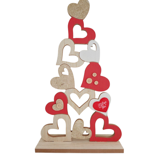 Piramide cuori d'appoggio maxi in legno
