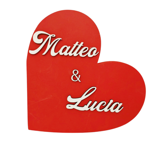 Cuore in legno d'appoggio personalizzabile