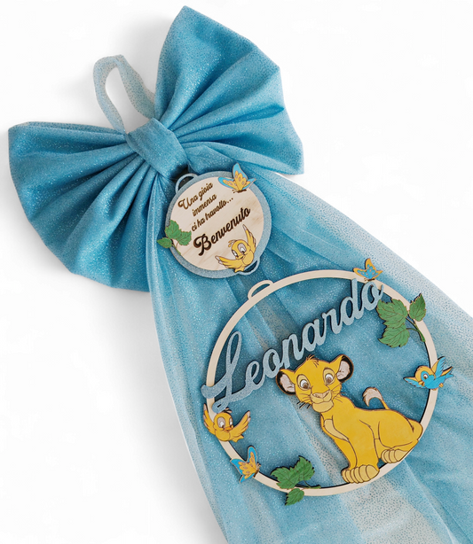 Fiocco nascita leoncino azzurro