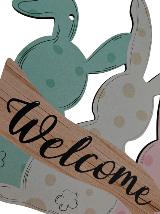 Targa coniglietti in legno