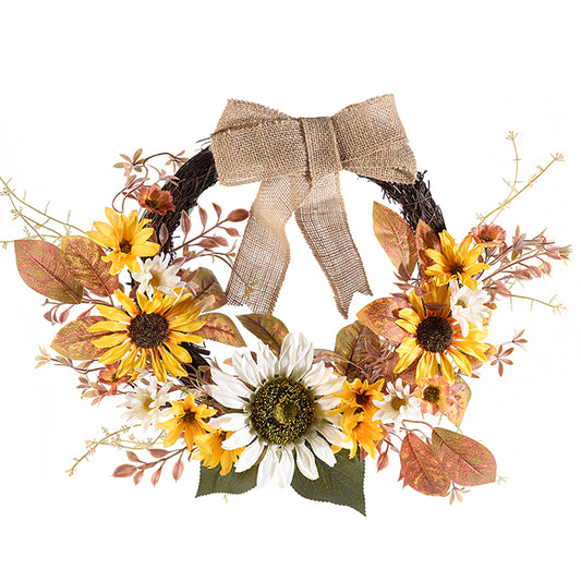 Ghirlanda in legno con foglie e fiori