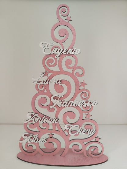 Albero in legno bianco e rosa