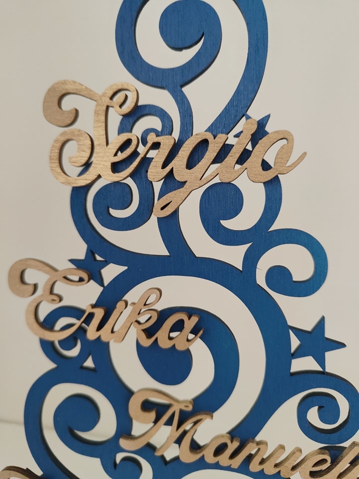Albero in legno oro e blu