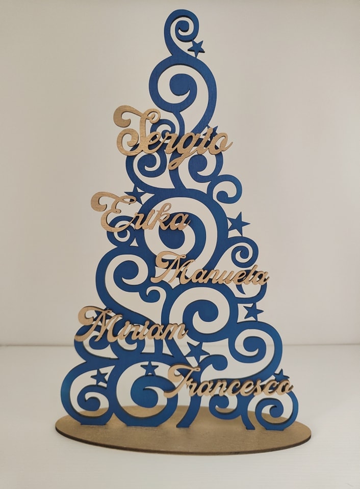 Albero in legno oro e blu