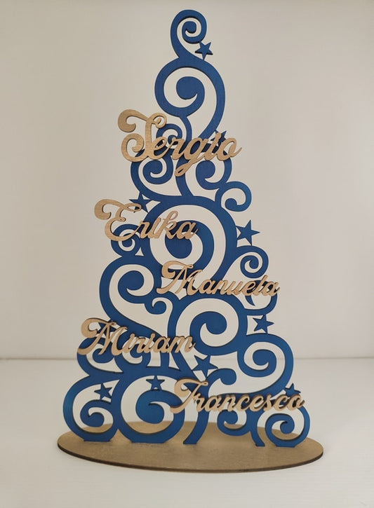 Albero in legno oro e blu