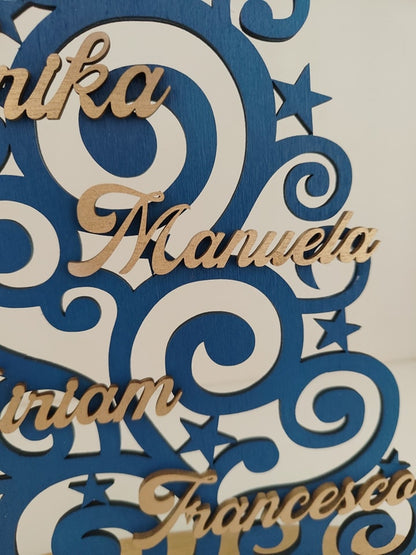 Albero in legno oro e blu