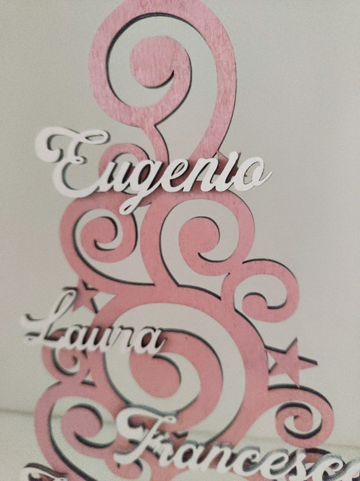 Albero in legno bianco e rosa