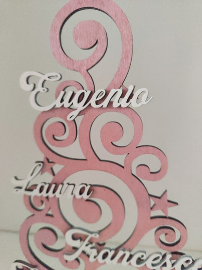 Albero in legno bianco e rosa