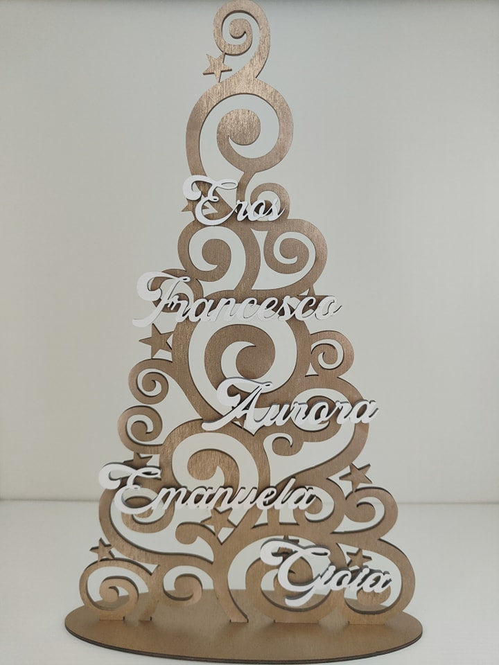 Albero in legno oro e bianco