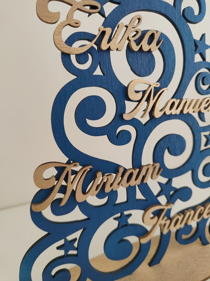 Albero in legno oro e blu