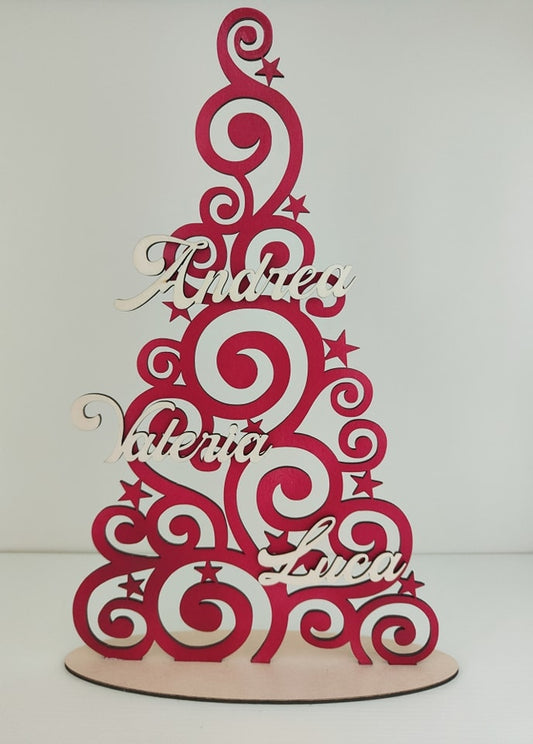Albero in legno rosso e legno naturale