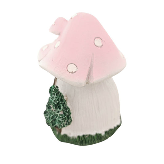 Decorazione fungo in resina rosa