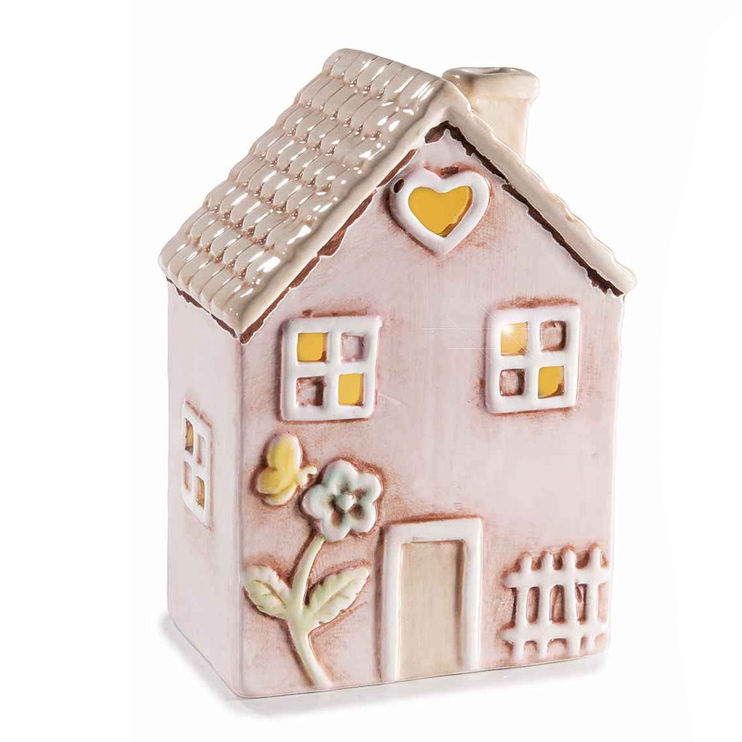 IN ARRIVO Casetta ceramica rosa con luce led