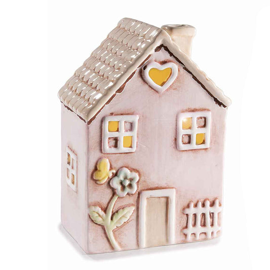 IN ARRIVO Casetta ceramica rosa con luce led