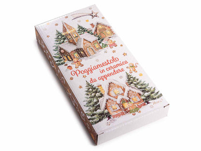 Poggiamestolo casette pan di zenzero con scatola