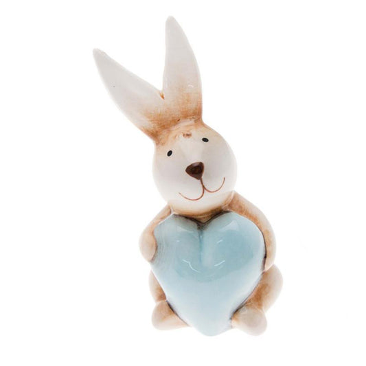 Coniglietto in ceramica cuore azzurro