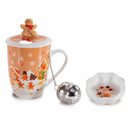 Tazza biscottini con filtro, piattino  e scatola regalo