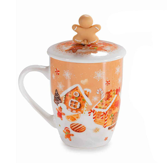 Tazza biscottini con filtro, piattino e scatola regalo