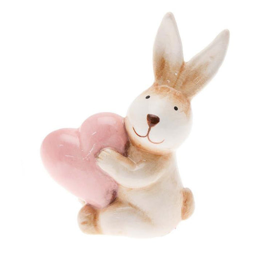 Coniglietto in ceramica cuore rosa