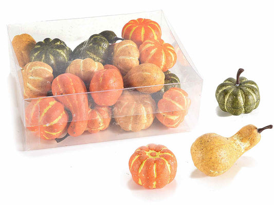 Scatola zucche decorative 24 pezzi