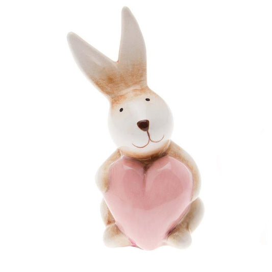 Coniglietto in ceramica cuore rosa