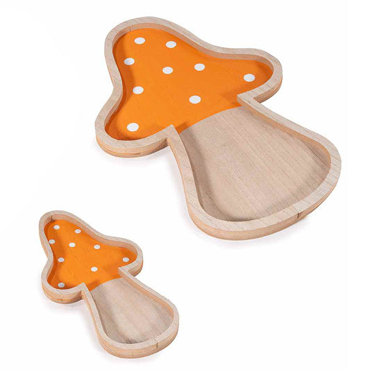 Vassoi fungo in legno set 2 pezzi