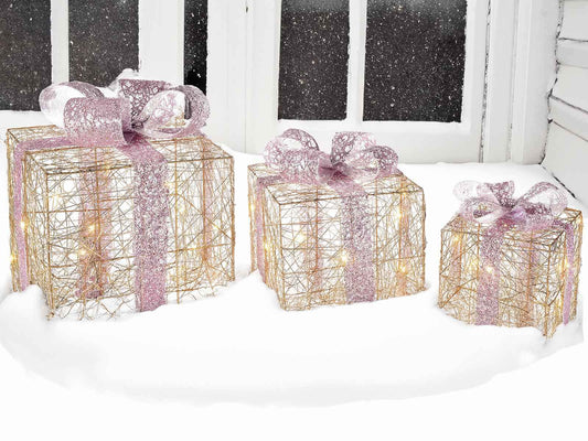 Pacchi luminosi rosa e oro 3 pezzi